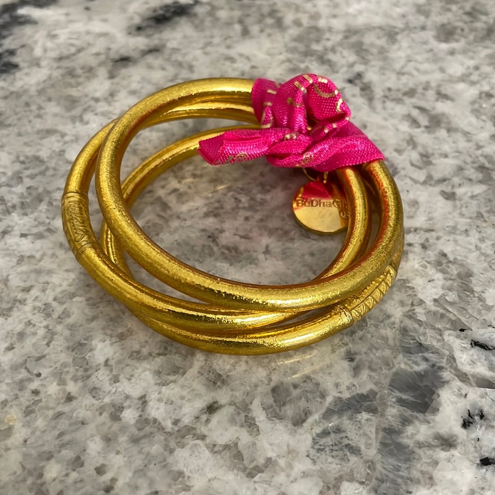 Set of 3 Gold Medium Budhagirl bracelets